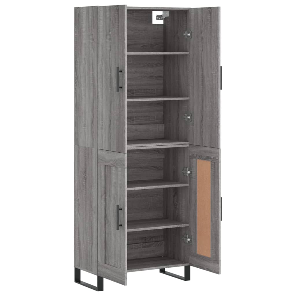 Hoge kast 69,5x34x180 cm bewerkt hout grijs sonoma eikenkleurig