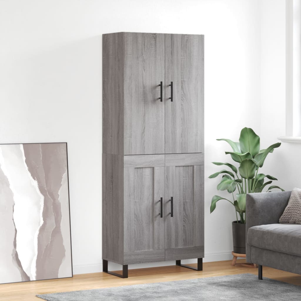Hoge kast 69,5x34x180 cm bewerkt hout grijs sonoma eikenkleurig