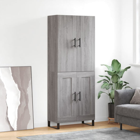 Hoge kast 69,5x34x180 cm bewerkt hout grijs sonoma eikenkleurig