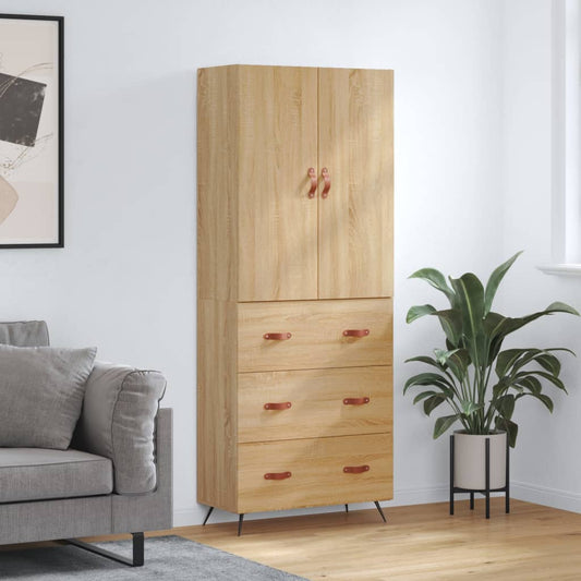 Hoge kast 69,5x34x180 cm bewerkt hout sonoma eikenkleurig