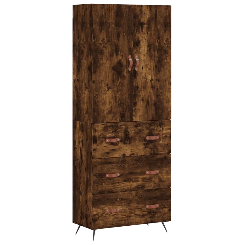 Hoge kast 69,5x34x180 cm bewerkt hout gerookt eikenkleurig