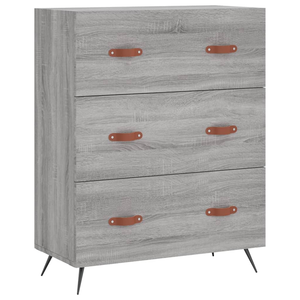 Hoge kast 69,5x34x180 cm bewerkt hout grijs sonoma eikenkleurig