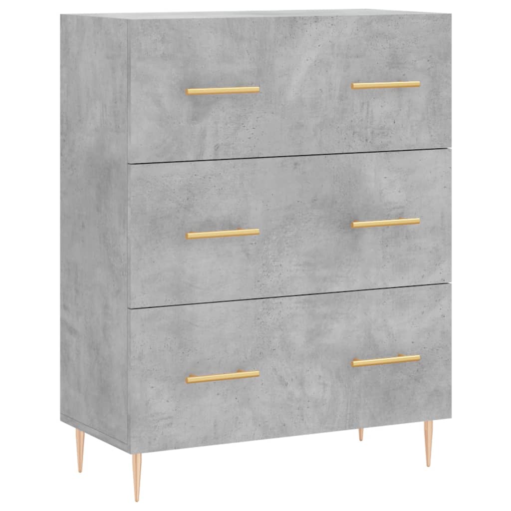 Hoge kast 69,5x34x180 cm bewerkt hout betongrijs