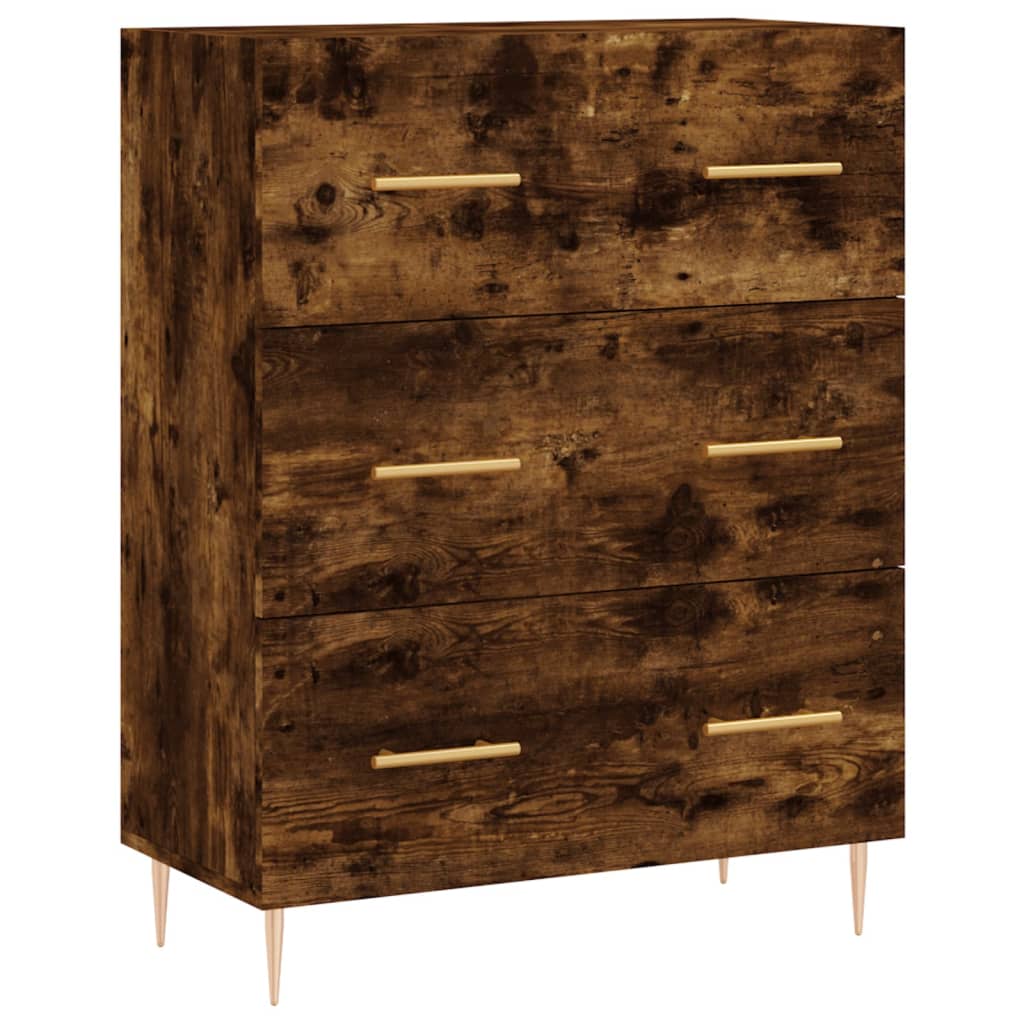 Hoge kast 69,5x34x180 cm bewerkt hout gerookt eikenkleurig