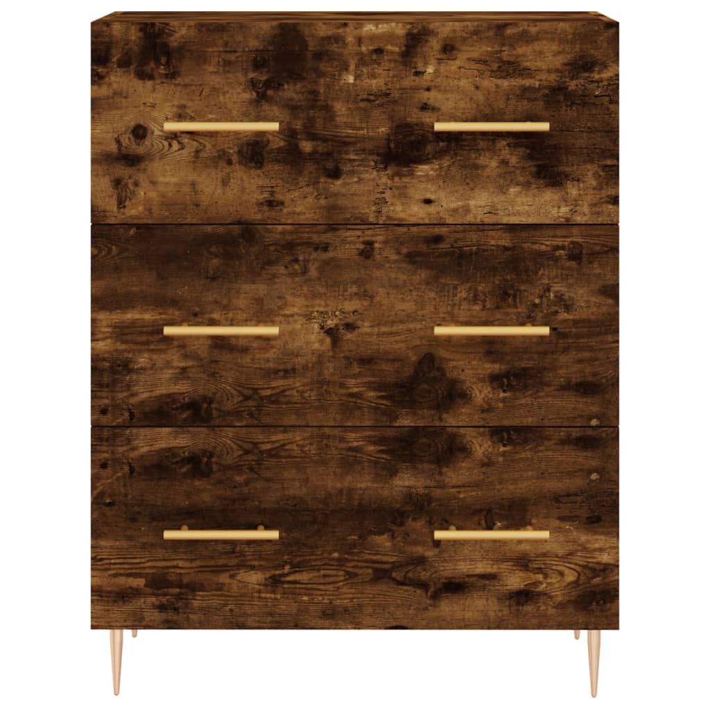 Hoge kast 69,5x34x180 cm bewerkt hout gerookt eikenkleurig