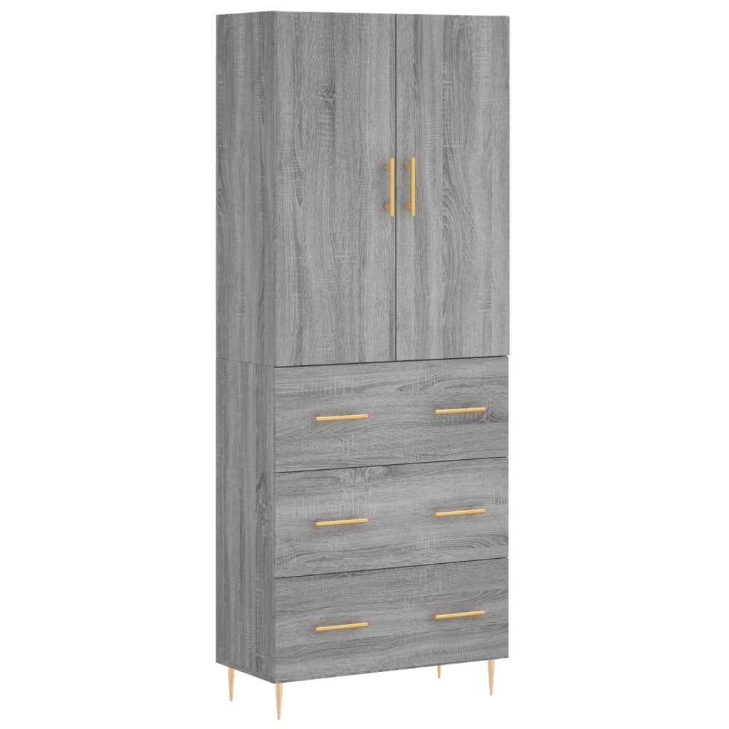 Hoge kast 69,5x34x180 cm bewerkt hout grijs sonoma eikenkleurig