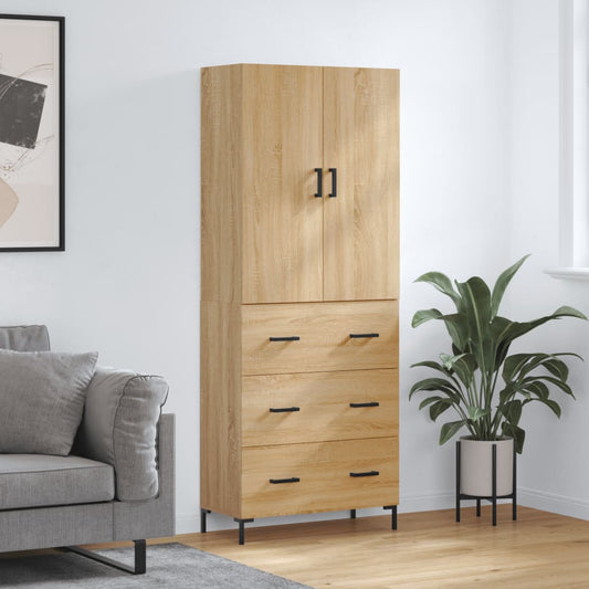 Hoge kast 69,5x34x180 cm bewerkt hout sonoma eikenkleurig