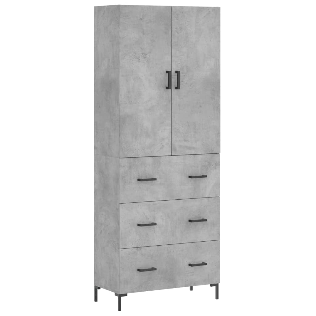 Hoge kast 69,5x34x180 cm bewerkt hout betongrijs