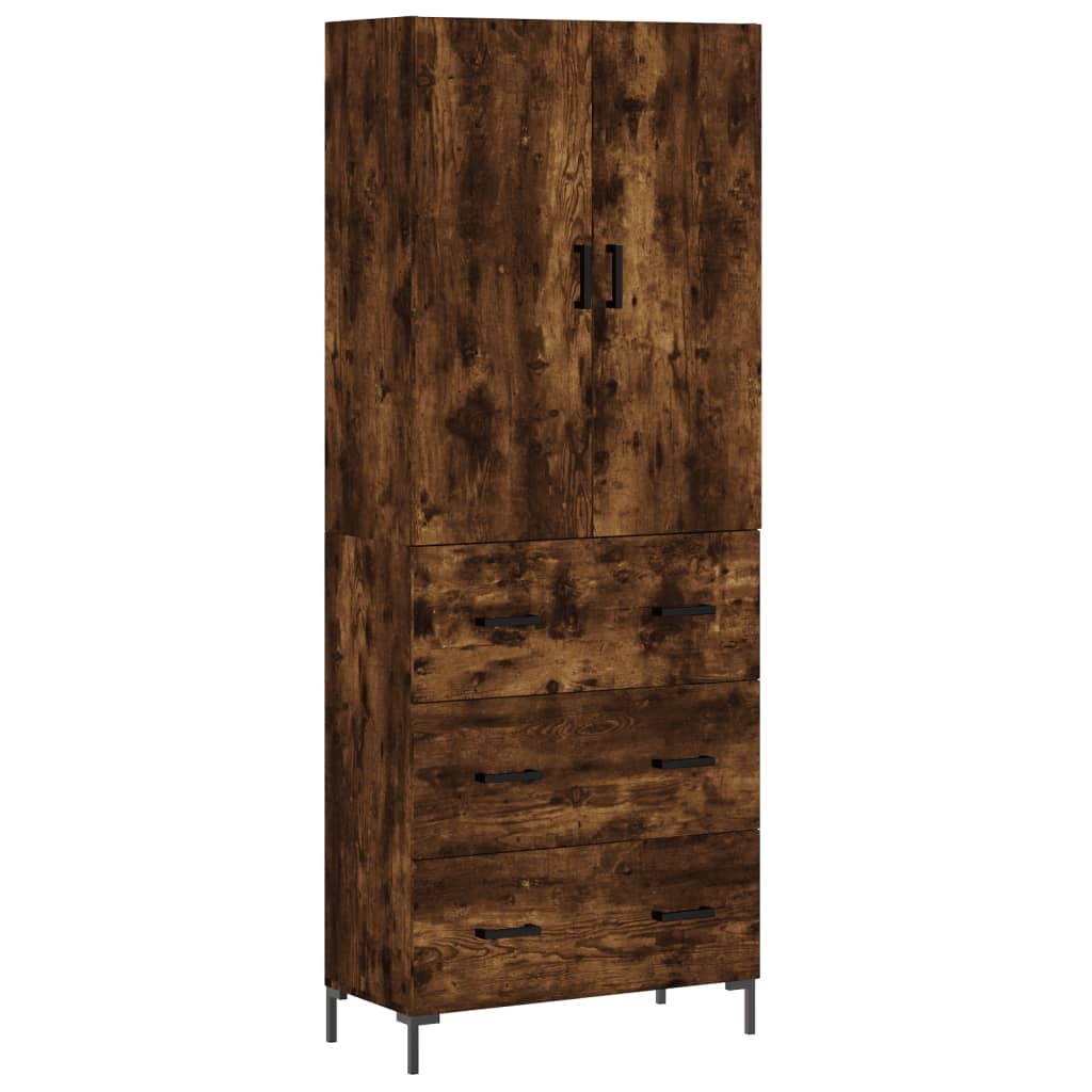 Hoge kast 69,5x34x180 cm bewerkt hout gerookt eikenkleurig