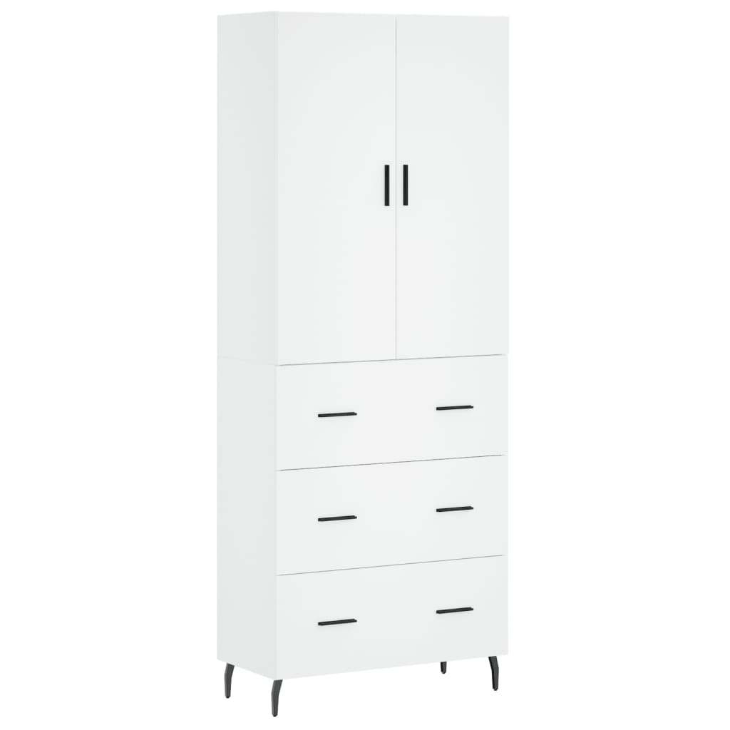 Hoge kast 69,5x34x180 cm bewerkt hout wit