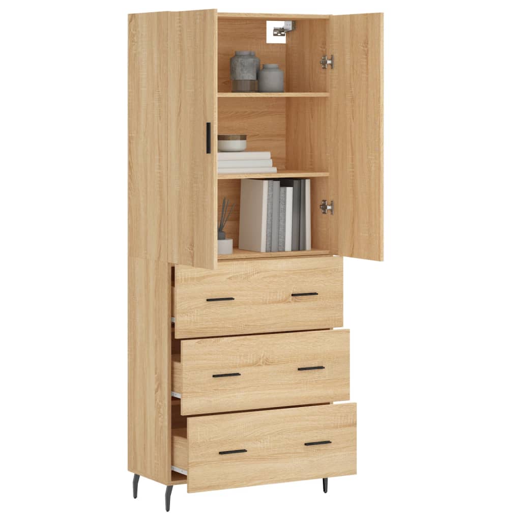 Hoge kast 69,5x34x180 cm bewerkt hout sonoma eikenkleurig