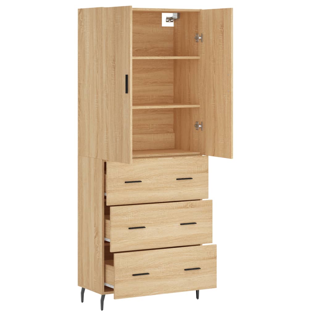 Hoge kast 69,5x34x180 cm bewerkt hout sonoma eikenkleurig