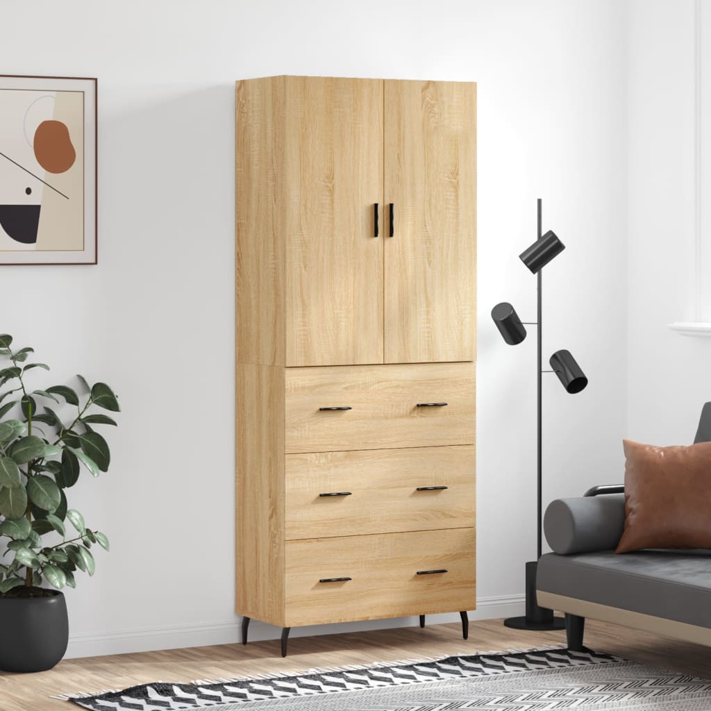 Hoge kast 69,5x34x180 cm bewerkt hout sonoma eikenkleurig