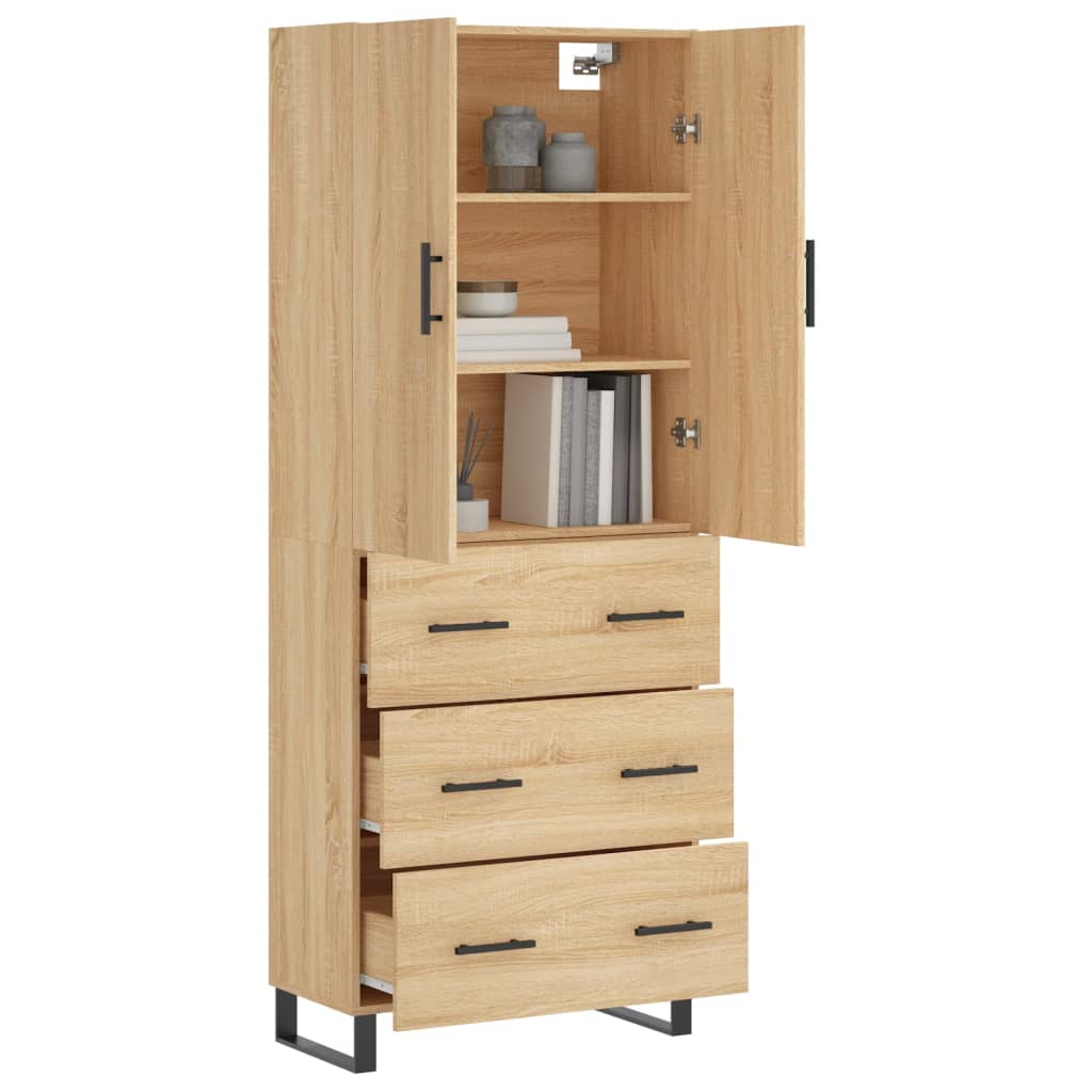 Hoge kast 69,5x34x180 cm bewerkt hout sonoma eikenkleurig