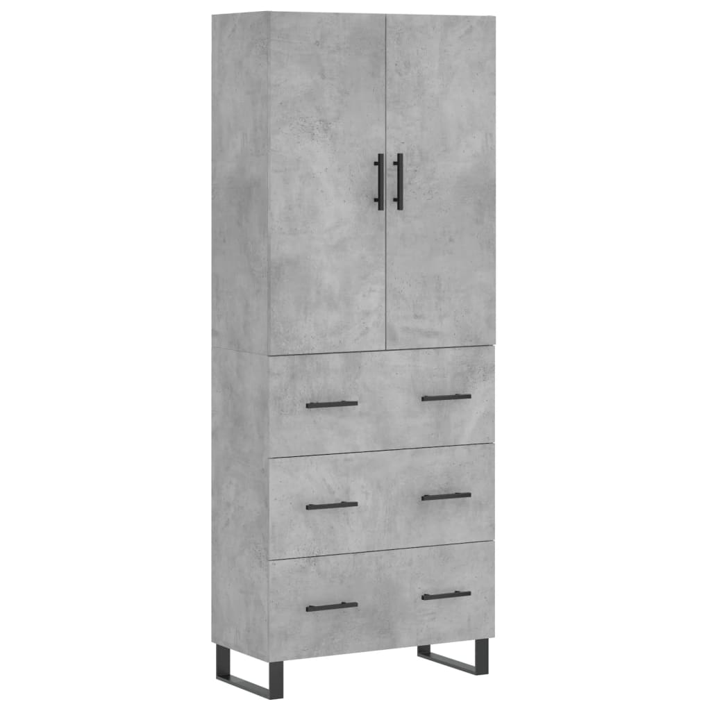 Hoge kast 69,5x34x180 cm bewerkt hout betongrijs