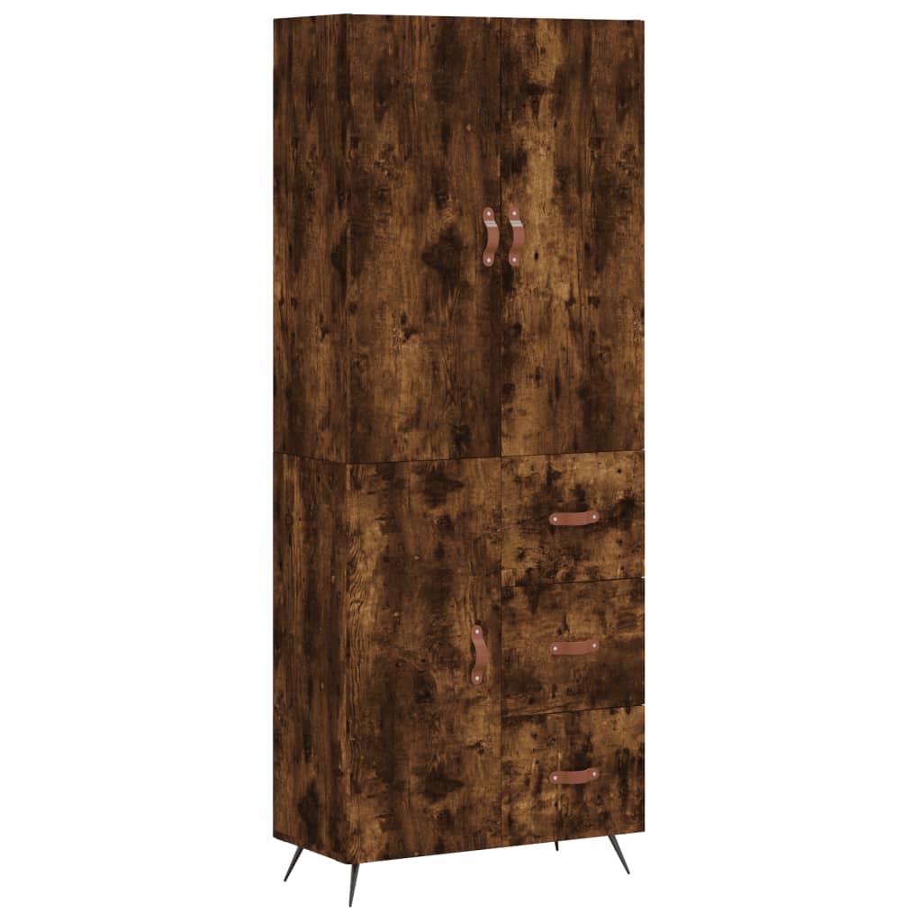 Hoge kast 69,5x34x180 cm bewerkt hout gerookt eikenkleurig