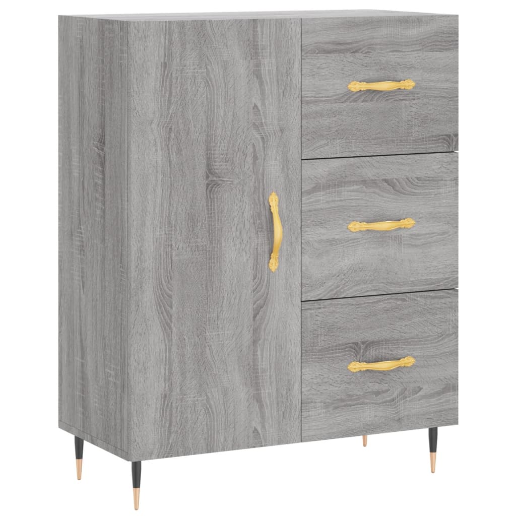 Hoge kast 69,5x34x180 cm bewerkt hout grijs sonoma eikenkleurig