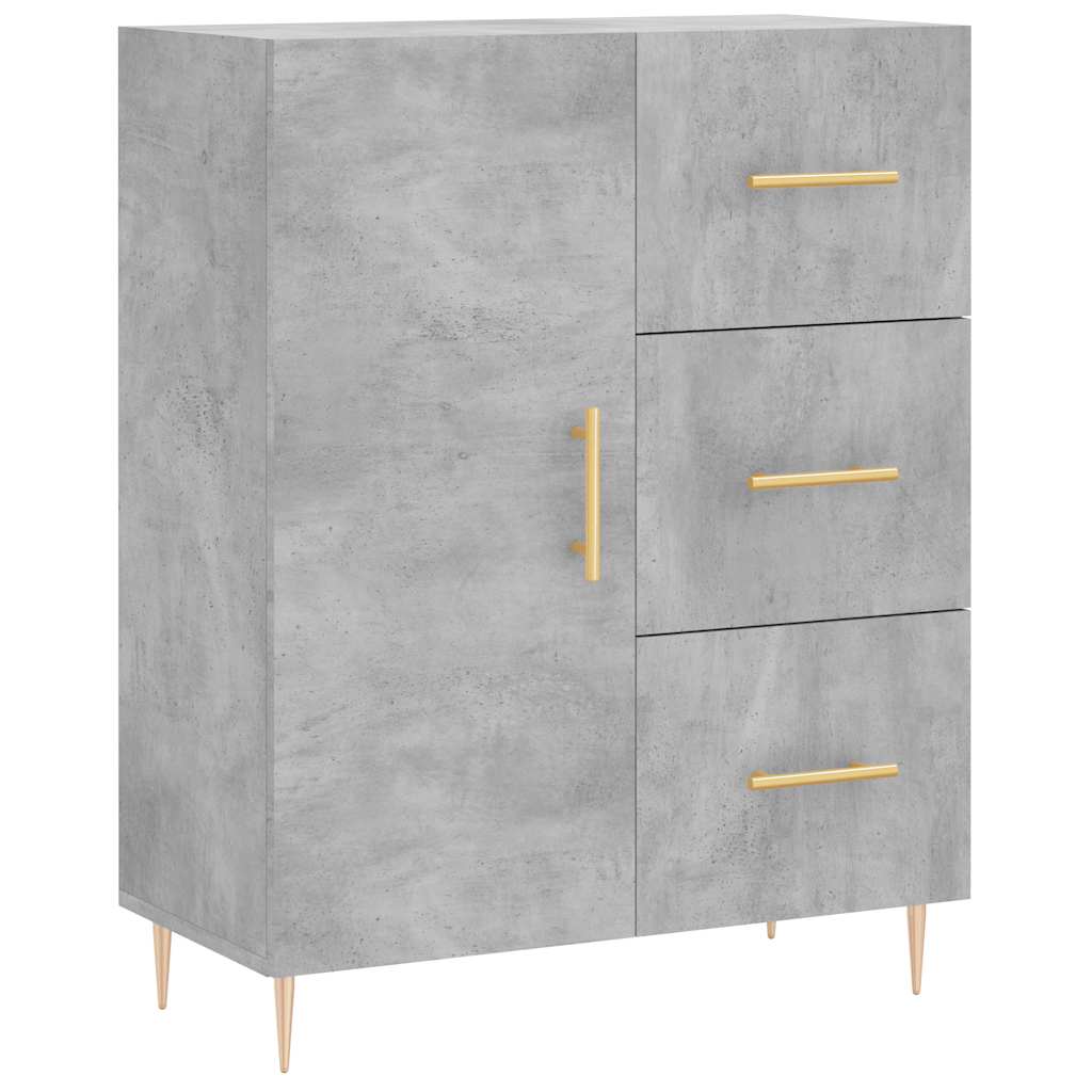 Hoge kast 69,5x34x180 cm bewerkt hout betongrijs