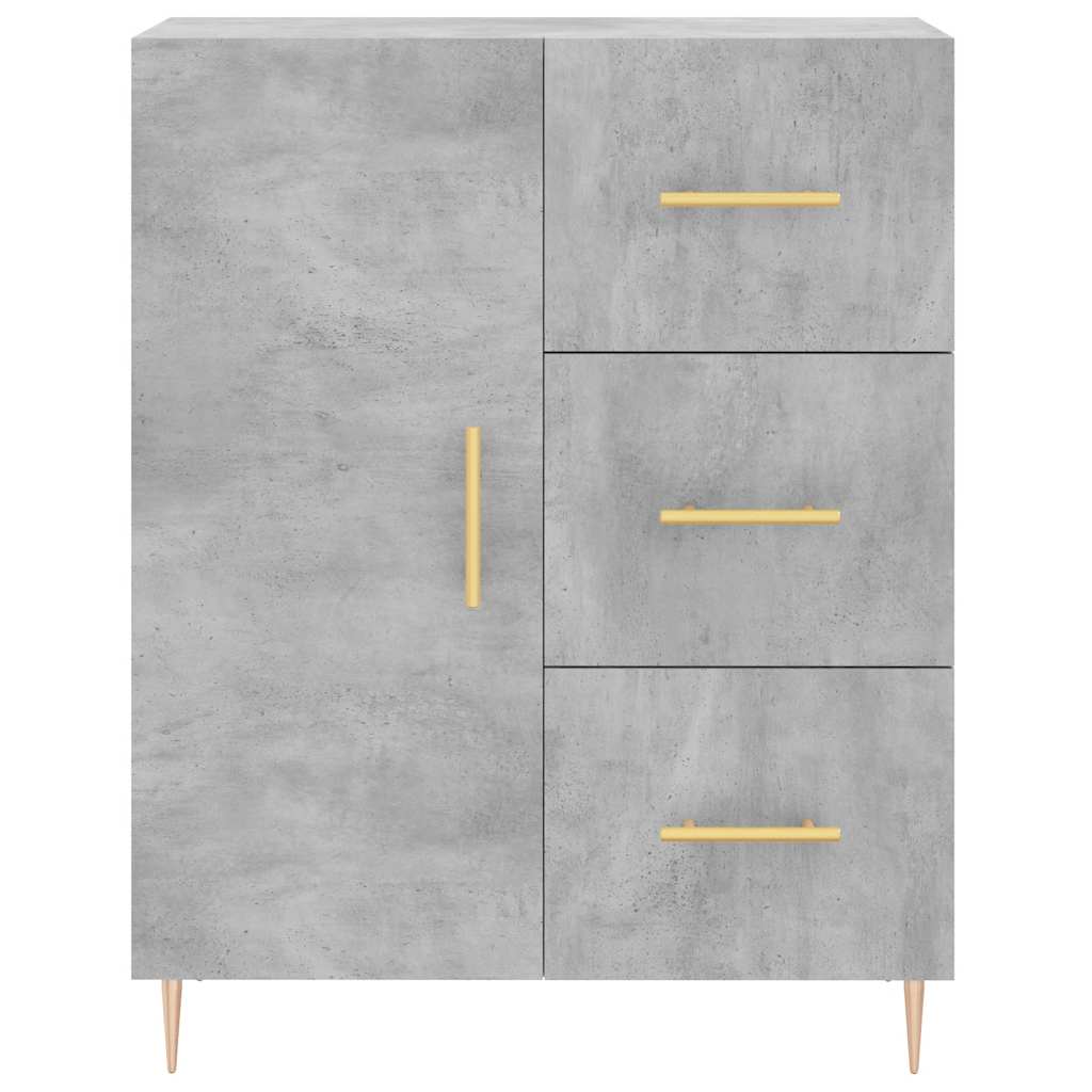 Hoge kast 69,5x34x180 cm bewerkt hout betongrijs