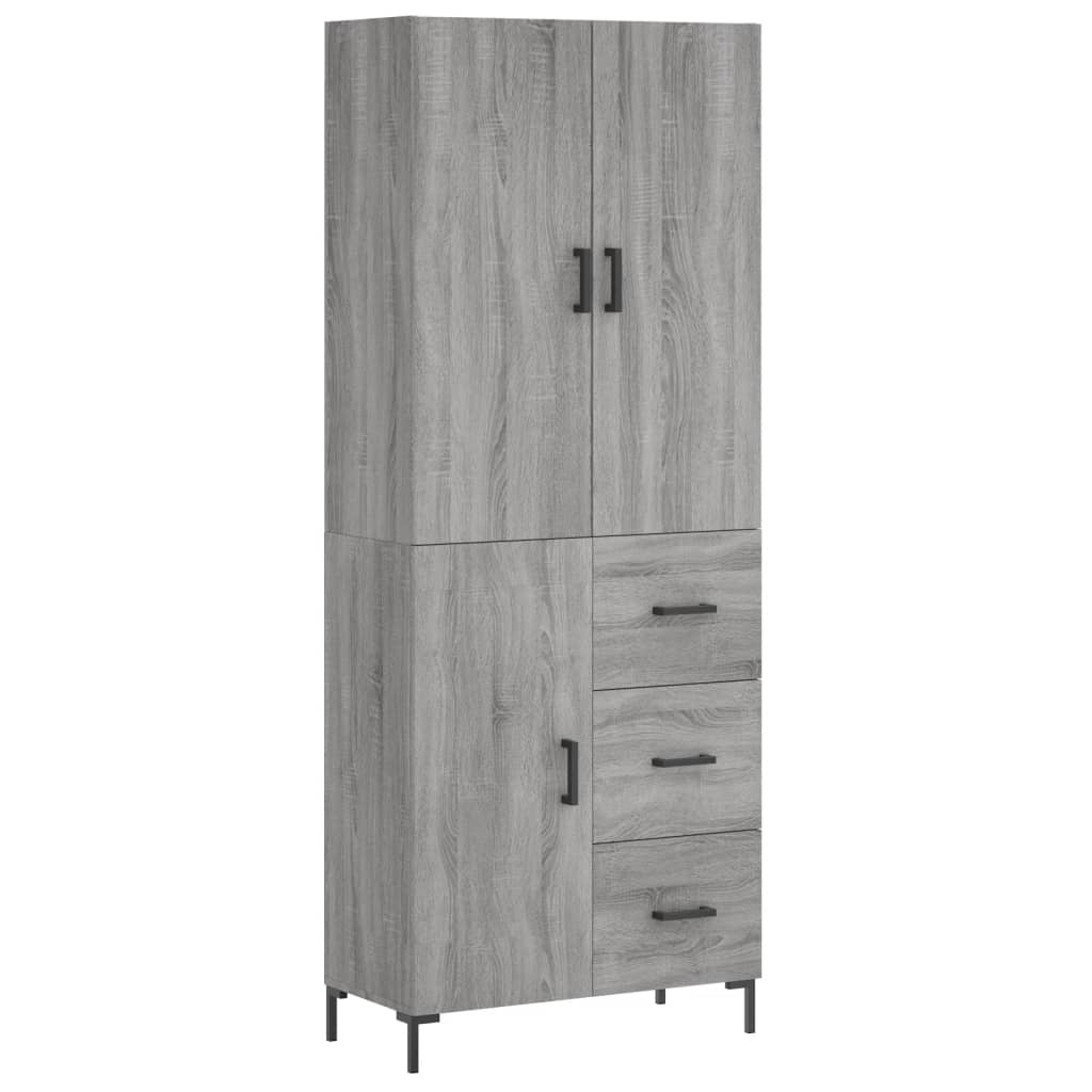 Hoge kast 69,5x34x180 cm bewerkt hout grijs sonoma eikenkleurig