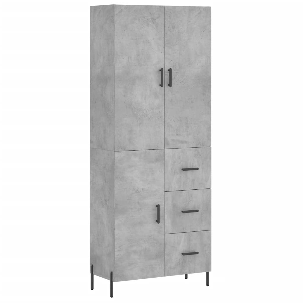 Hoge kast 69,5x34x180 cm bewerkt hout betongrijs