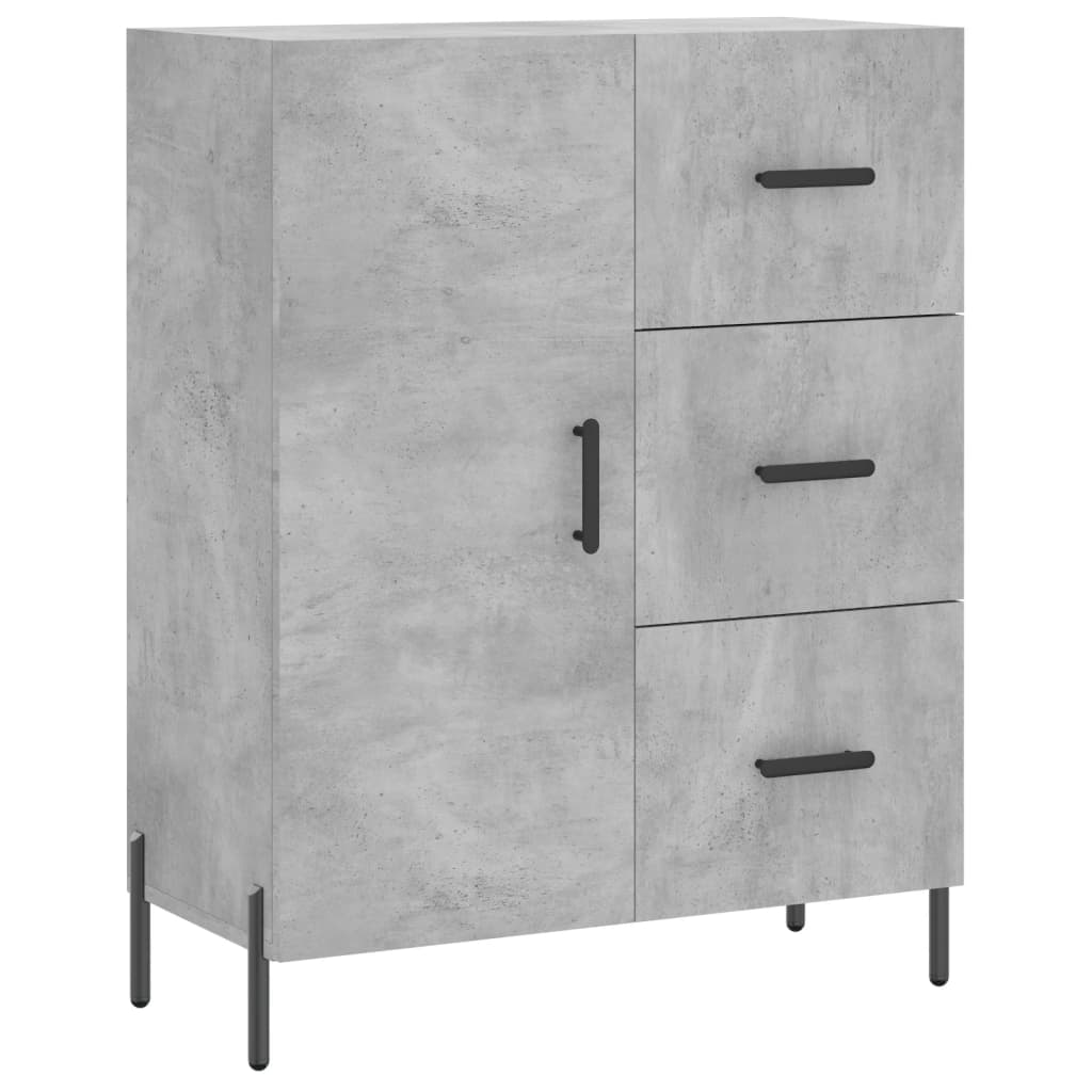 Hoge kast 69,5x34x180 cm bewerkt hout betongrijs