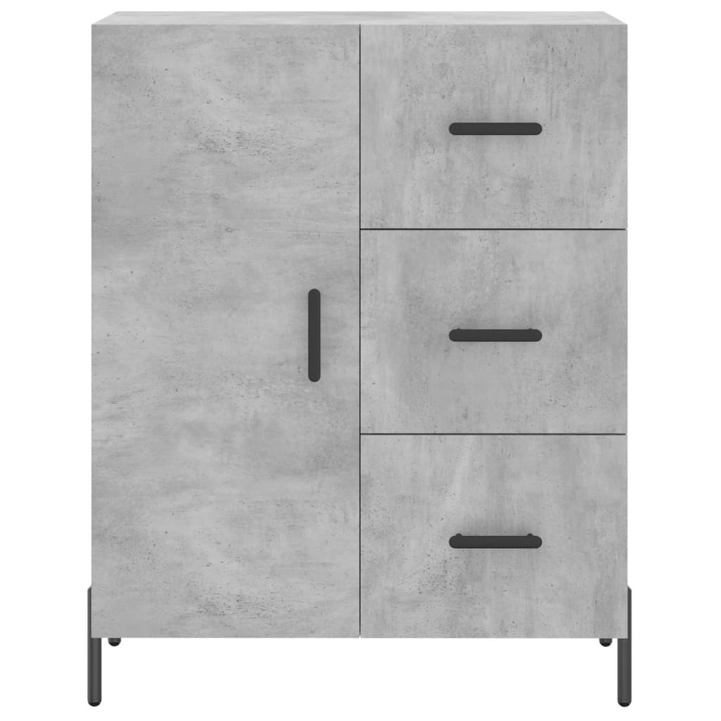 Hoge kast 69,5x34x180 cm bewerkt hout betongrijs
