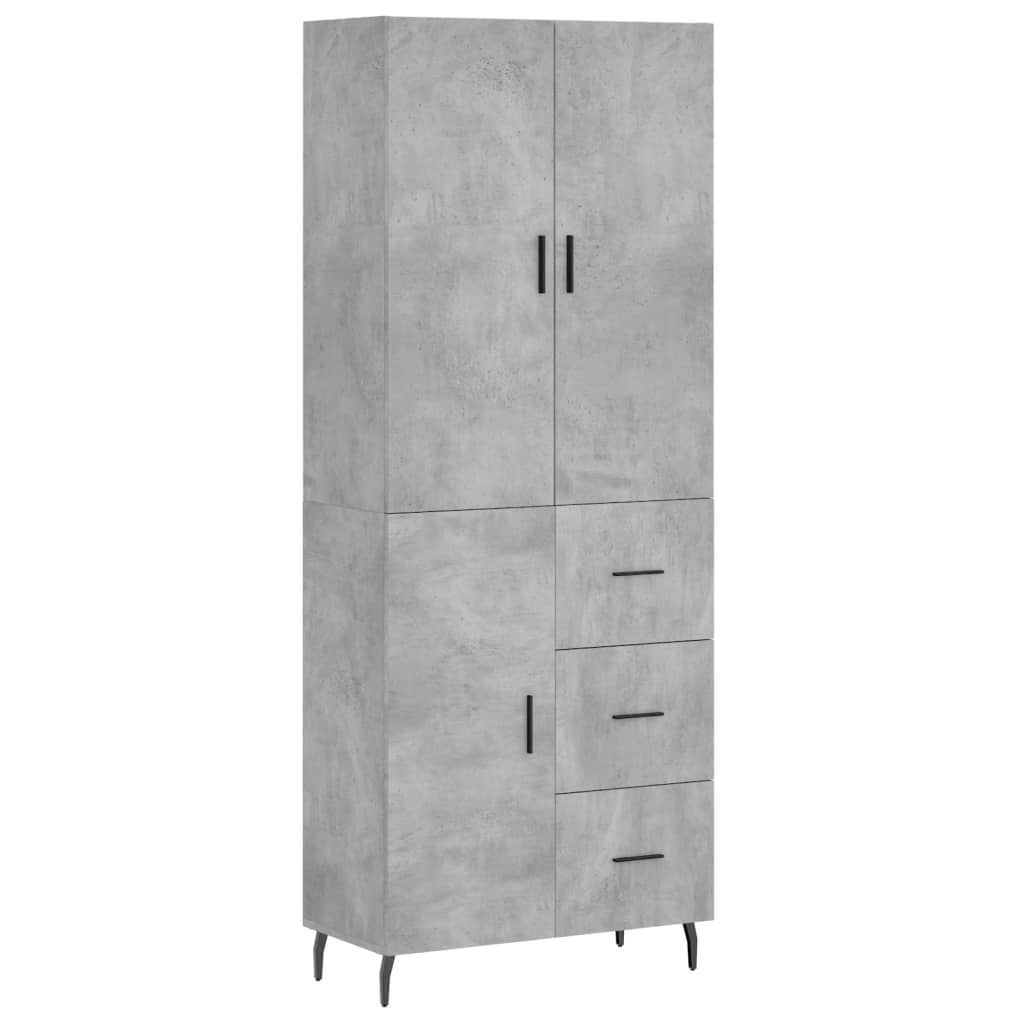 Hoge kast 69,5x34x180 cm bewerkt hout betongrijs