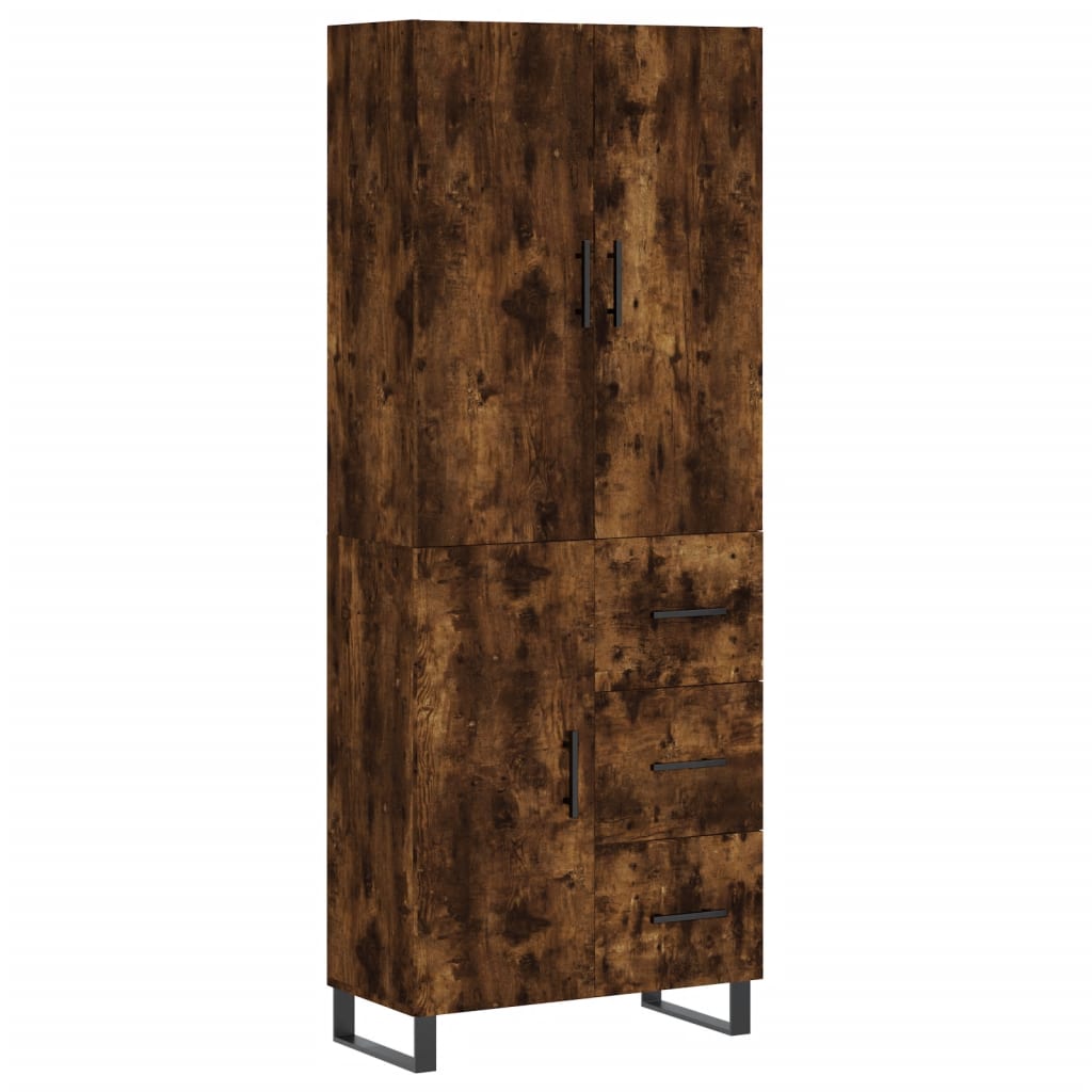 Hoge kast 69,5x34x180 cm bewerkt hout gerookt eikenkleurig