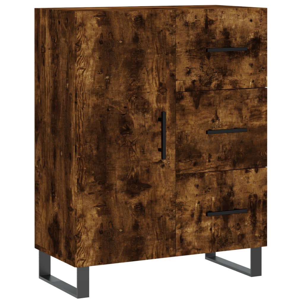Hoge kast 69,5x34x180 cm bewerkt hout gerookt eikenkleurig