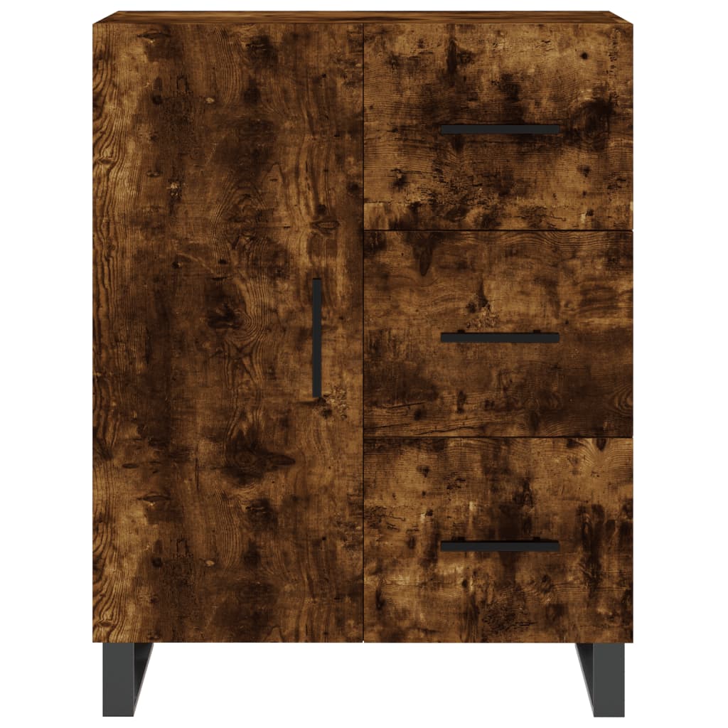 Hoge kast 69,5x34x180 cm bewerkt hout gerookt eikenkleurig