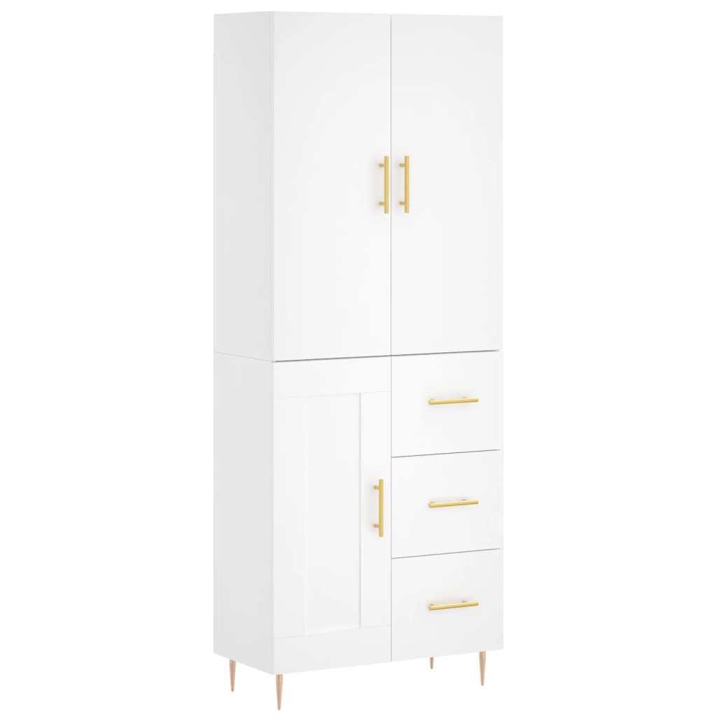 Hoge kast 69,5x34x180 cm bewerkt hout wit
