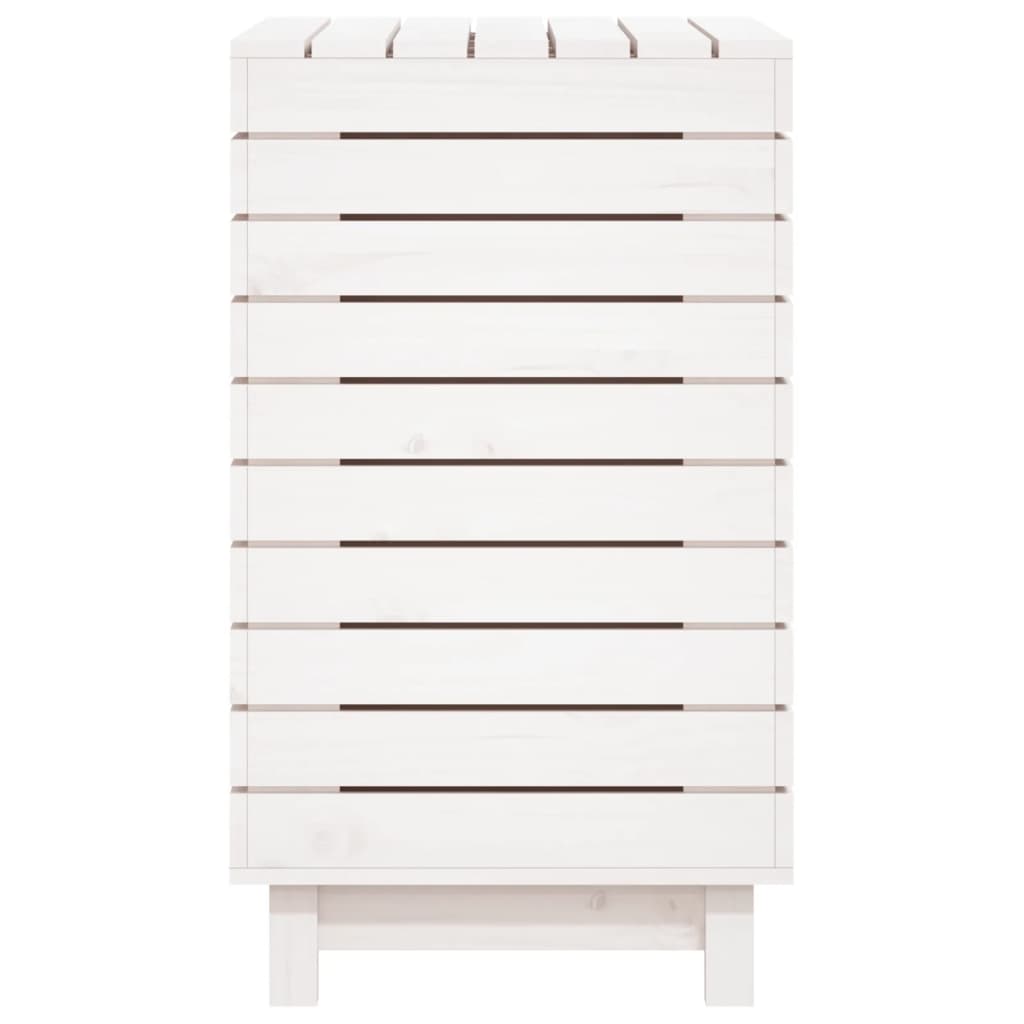 Wasmand 88,5x44x76 cm massief grenenhout wit