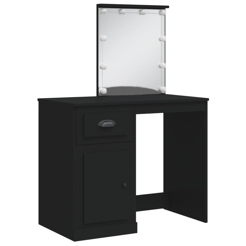 Kaptafel met LED-verlichting 90x42x132,5 cm zwart