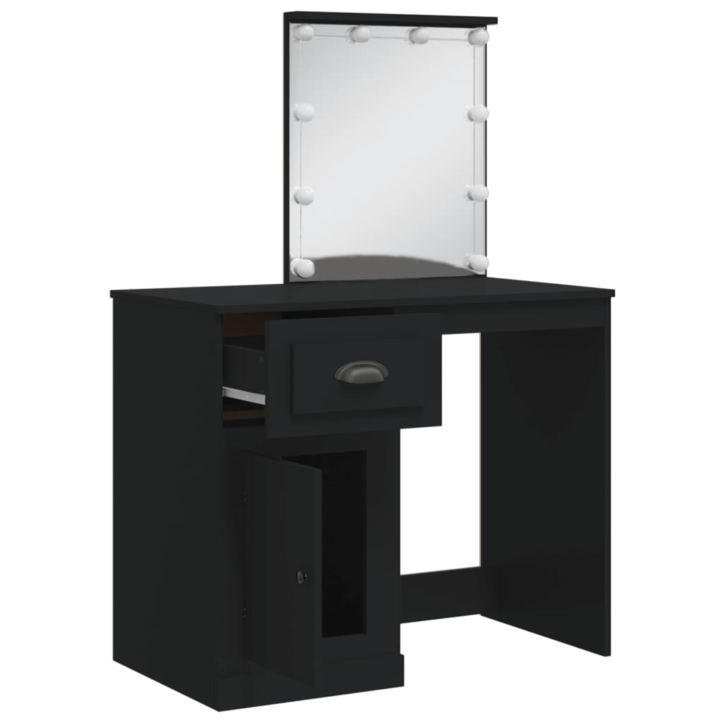 Kaptafel met LED-verlichting 90x42x132,5 cm zwart