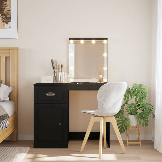 Kaptafel met LED-verlichting 90x42x132,5 cm zwart