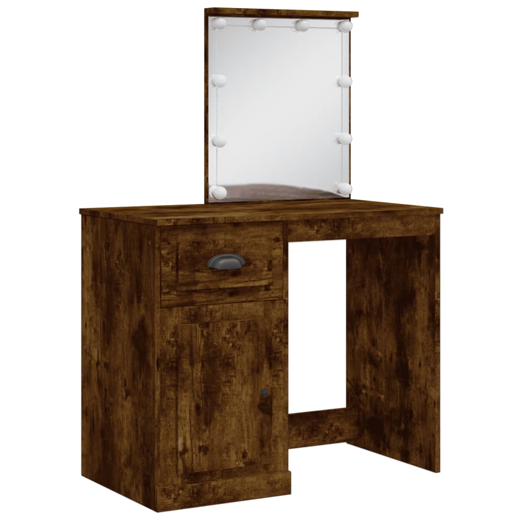 Kaptafel met LED-verlichting 90x42x132,5 cm gerookt eikenkleur