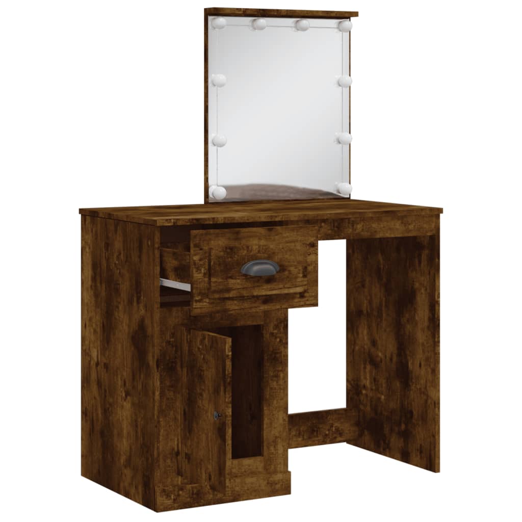 Kaptafel met LED-verlichting 90x42x132,5 cm gerookt eikenkleur