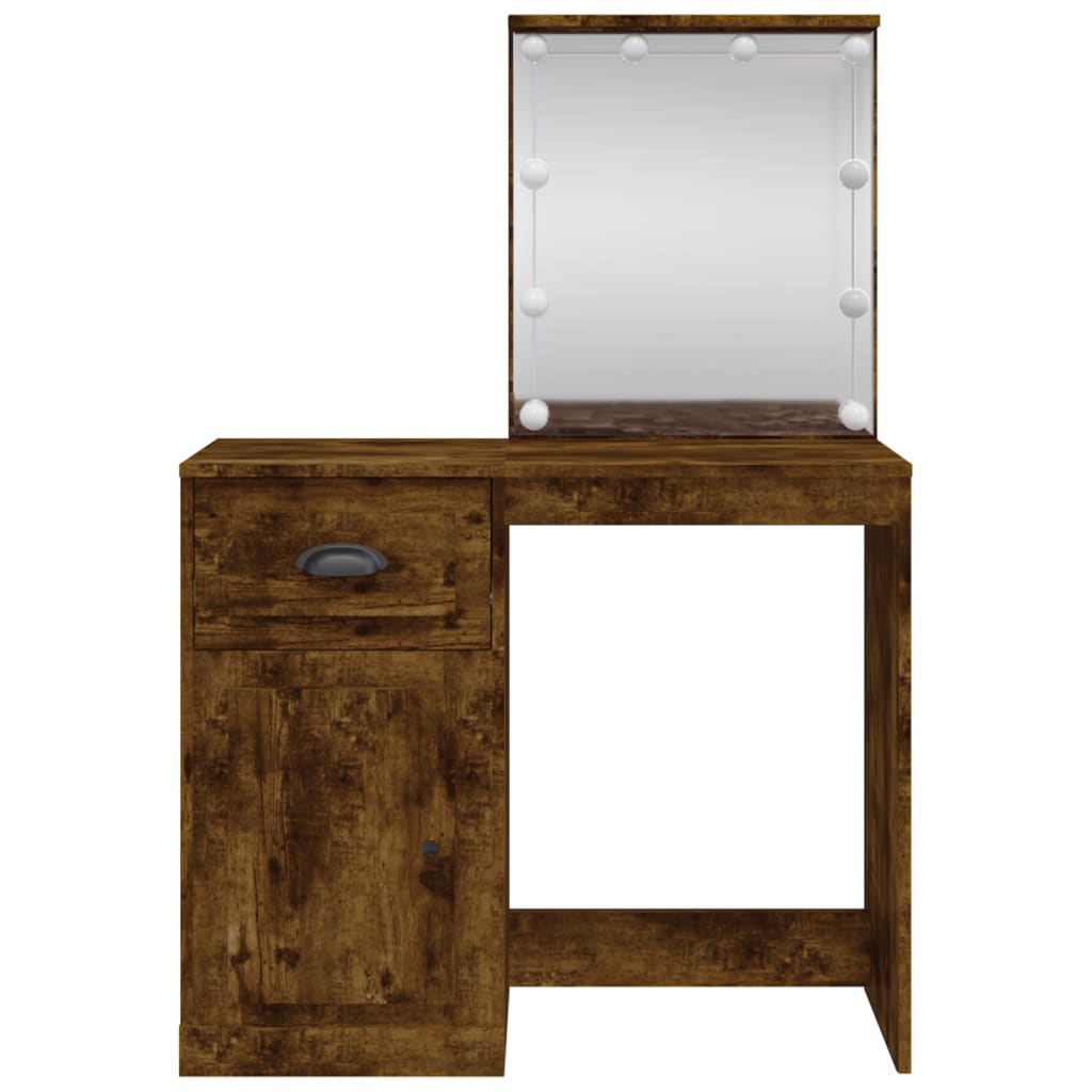 Kaptafel met LED-verlichting 90x42x132,5 cm gerookt eikenkleur