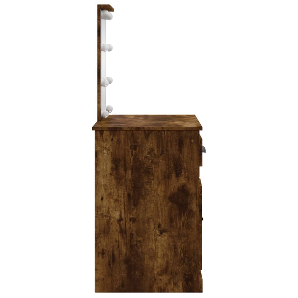 Kaptafel met LED-verlichting 90x42x132,5 cm gerookt eikenkleur