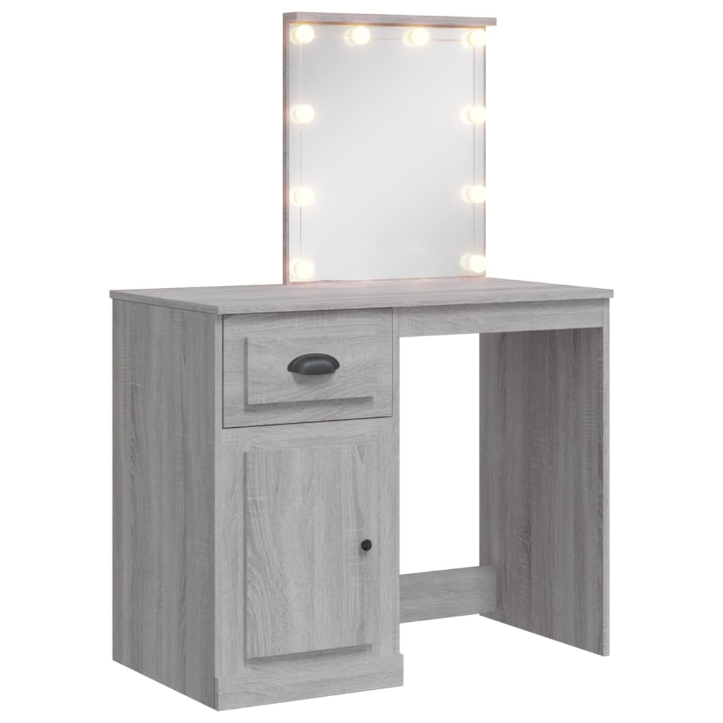 Kaptafel met LED-verlichting 90x42x132,5 cm grijs sonoma