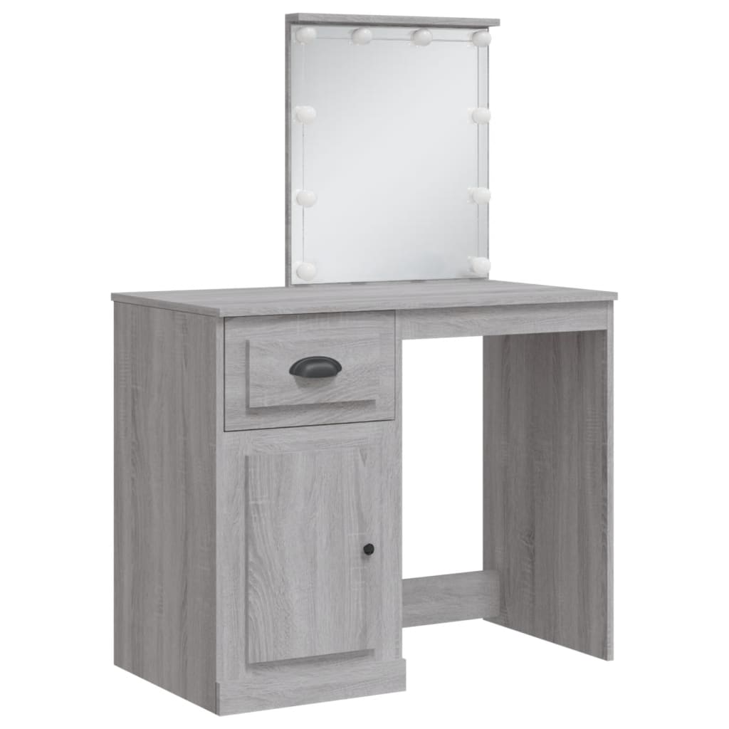 Kaptafel met LED-verlichting 90x42x132,5 cm grijs sonoma