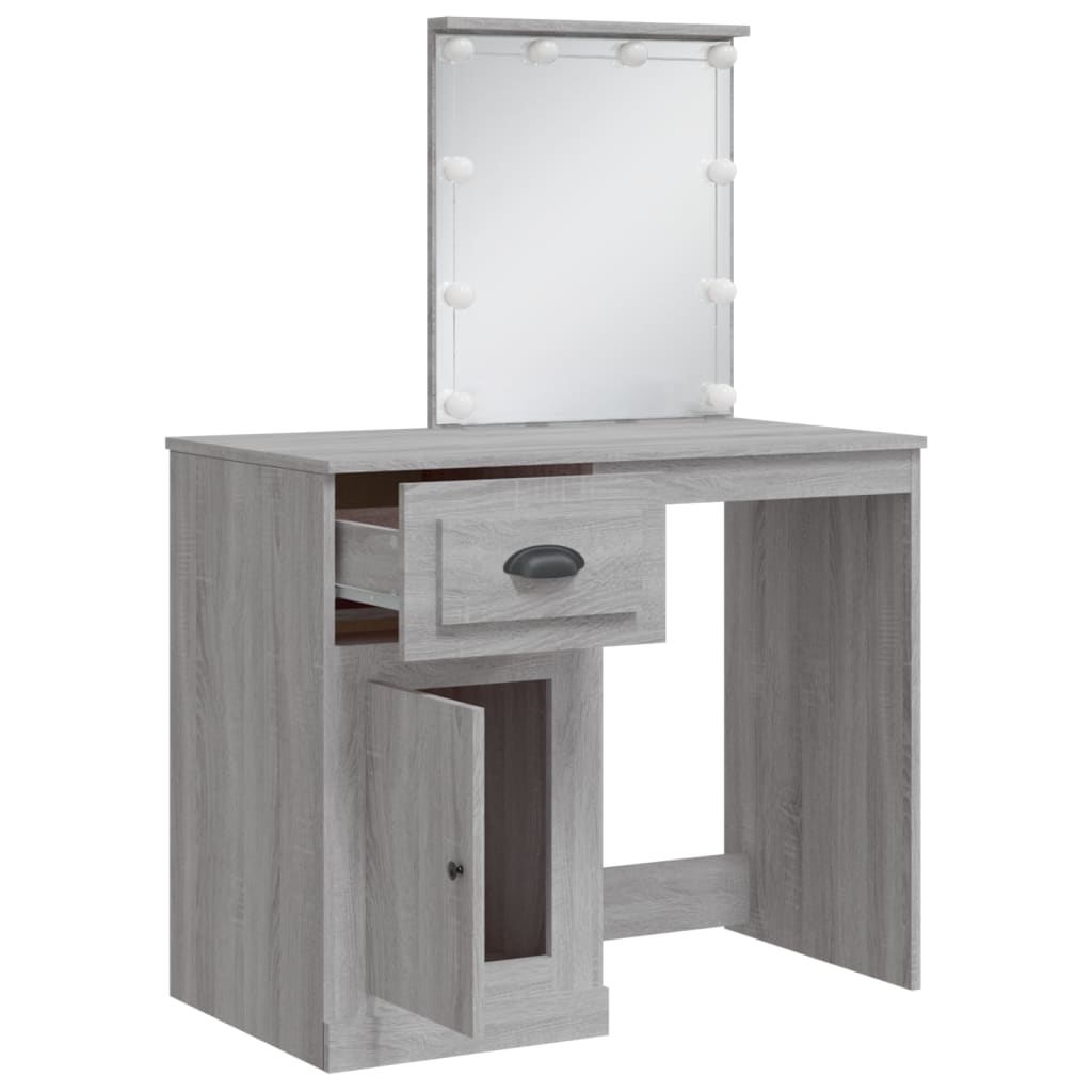 Kaptafel met LED-verlichting 90x42x132,5 cm grijs sonoma