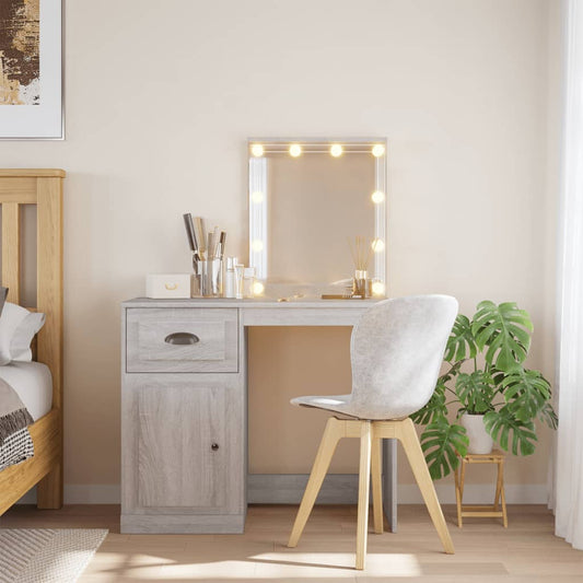 Kaptafel met LED-verlichting 90x42x132,5 cm grijs sonoma