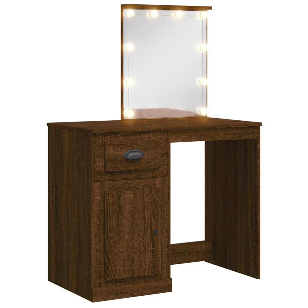 Kaptafel met LED-verlichting 90x42x132,5 cm bruin eikenkleur