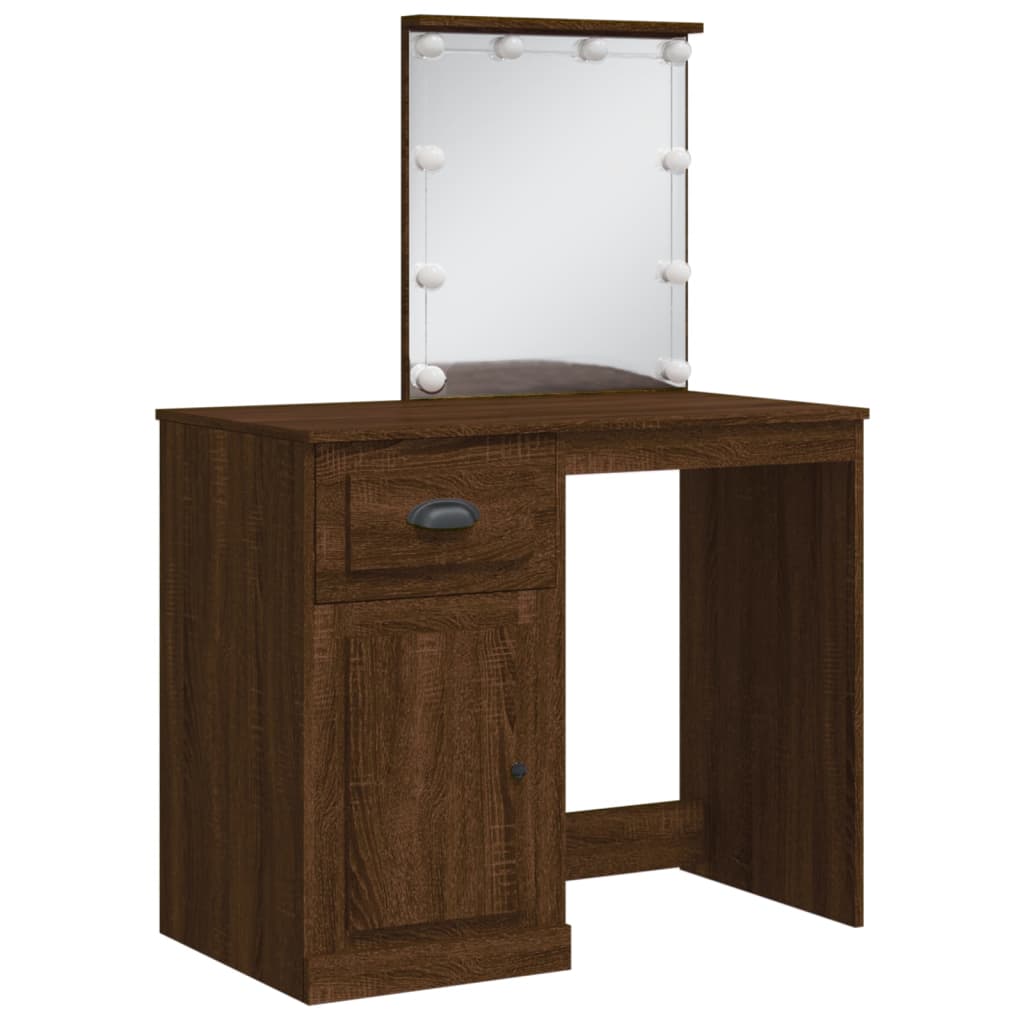 Kaptafel met LED-verlichting 90x42x132,5 cm bruin eikenkleur