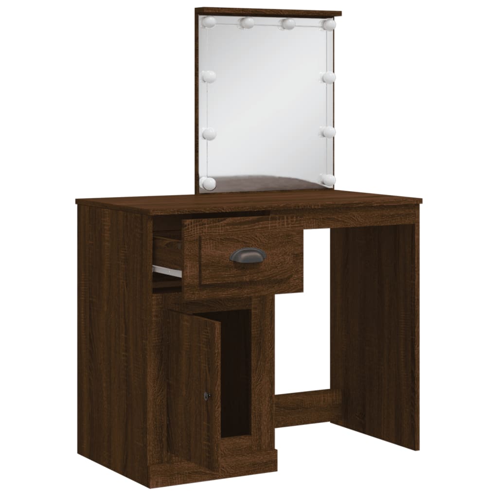 Kaptafel met LED-verlichting 90x42x132,5 cm bruin eikenkleur