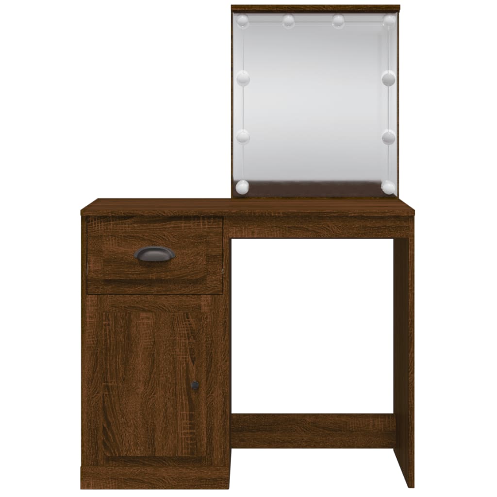 Kaptafel met LED-verlichting 90x42x132,5 cm bruin eikenkleur