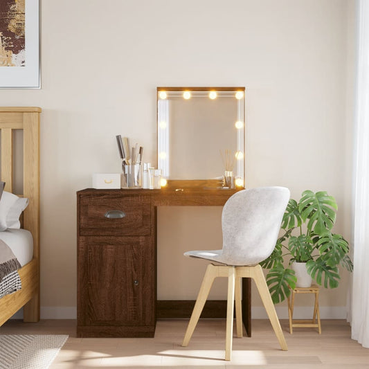 Kaptafel met LED-verlichting 90x42x132,5 cm bruin eikenkleur