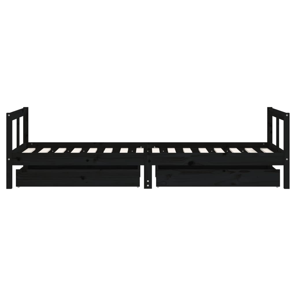 Kinderbedframe 80x200 cm massief grenenhout zwart